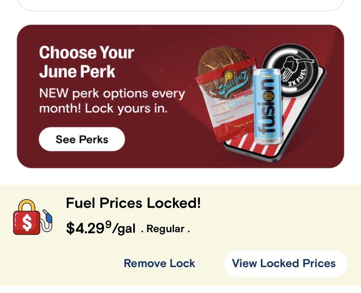 TheRyGuy86's tweet photo. Hey @Speedway and @7eleven @7ElevenCares, why did the latest updates remove the date from the price lock feature? Seems shady. I would like it to also include the time it’s going to expire not just the date. Please fix this! https://t.co/kWo2klCFFQ