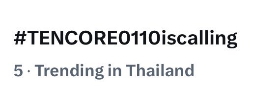 tenlee_team's tweet photo. X (Twitter) Thailand Trend        

#TENCORE0110iscalling

Trending No. 5 🔥🔥

#TEN #เตนล์ #TENLEE https://t.co/vfNq6sAlgL