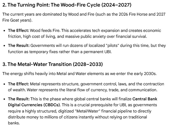 design51836's tweet photo. Universal Basic Income - Bazi analysis
While the Fire era (now until 2033) creates tech displacement and digital infrastructure necessary to build UBI, system will not fully anchor into reality until the Earth-heavy years beginning around 2034 to 2038.
#viral #money #MoneyFlow https://t.co/bxSWAcBjI2
