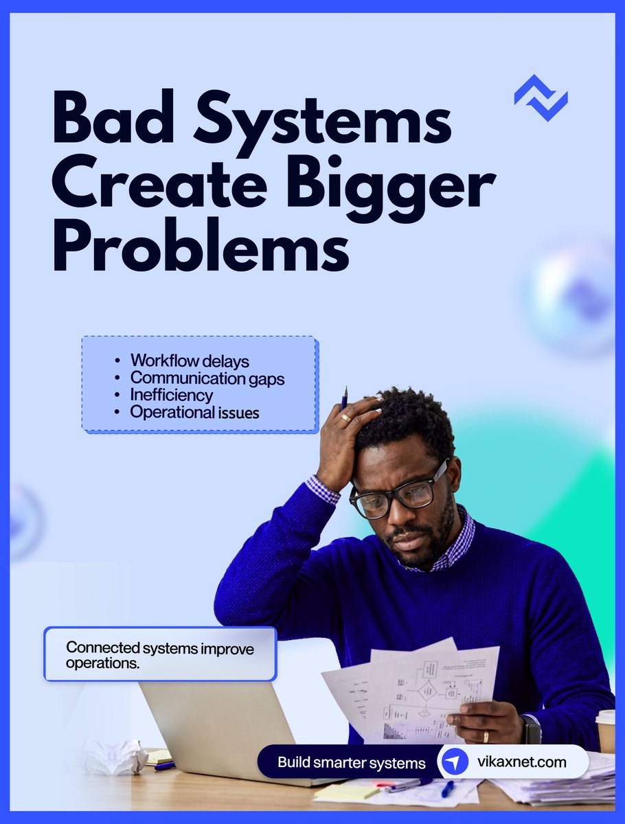 vikaxnet's tweet photo. Bad systems slow businesses down.
Workflow delays, communication gaps, and inefficiency become bigger problems as businesses grow.

Smart businesses invest in connected systems built for better operations and long-term growth.

#BusinessTechnology #DigitalSolutions #Vikaxnet https://t.co/VslGP3yyO1