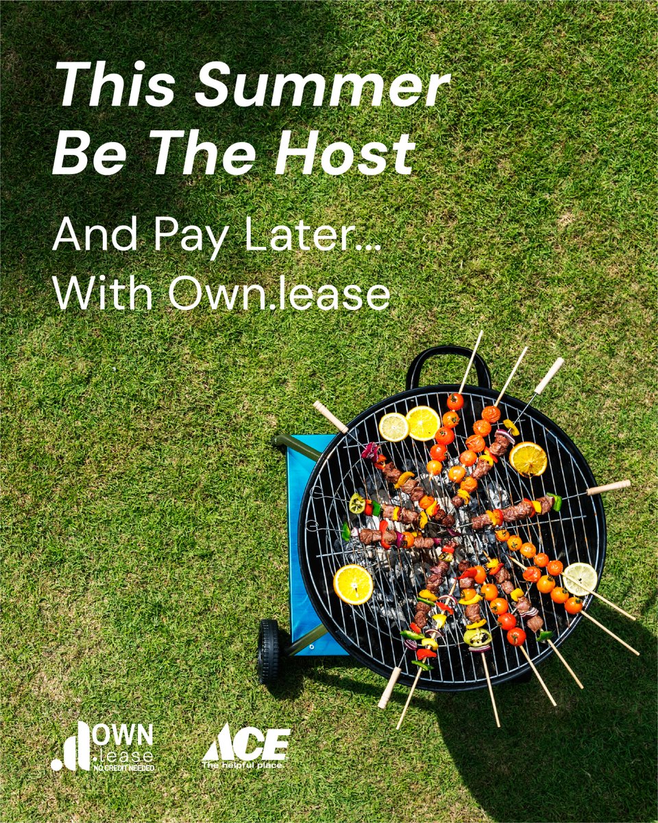 lease_own's tweet photo. 🔥 Fire up your backyard setup without burning through your budget.
👉 Get your grill on, and start hosting now!
#OwnLease #AceHardware #BBQ #Grills #OutdoorCooking #PayOverTime #Backyard https://t.co/i5lfXTgiI3