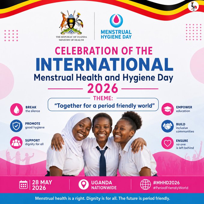 ElijahKatende's tweet photo. Uganda joins the rest of the World in commemoration of the menstrual health and hygiene day. This year's theme is "Together for a Period Friendly World". #MHMDay2026 #PeriodFriendlyWorld @GenderUnitMoES @UNICEFUganda @Educ_SportsUg https://t.co/q9K7iizG1C