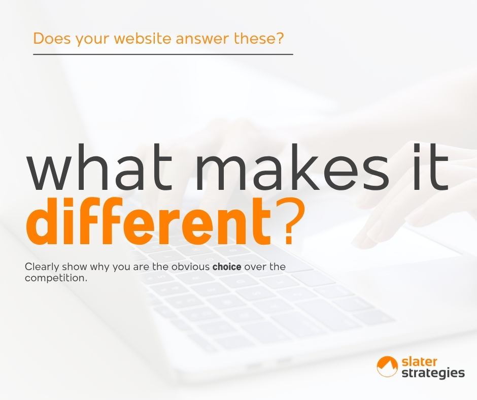 slaterstrategy's tweet photo. A strong website answers questions before someone has to ask them. Who is this for? What makes this different? What should I do next? Confused visitors rarely make confident decisions. https://t.co/lqr6qUjhge
