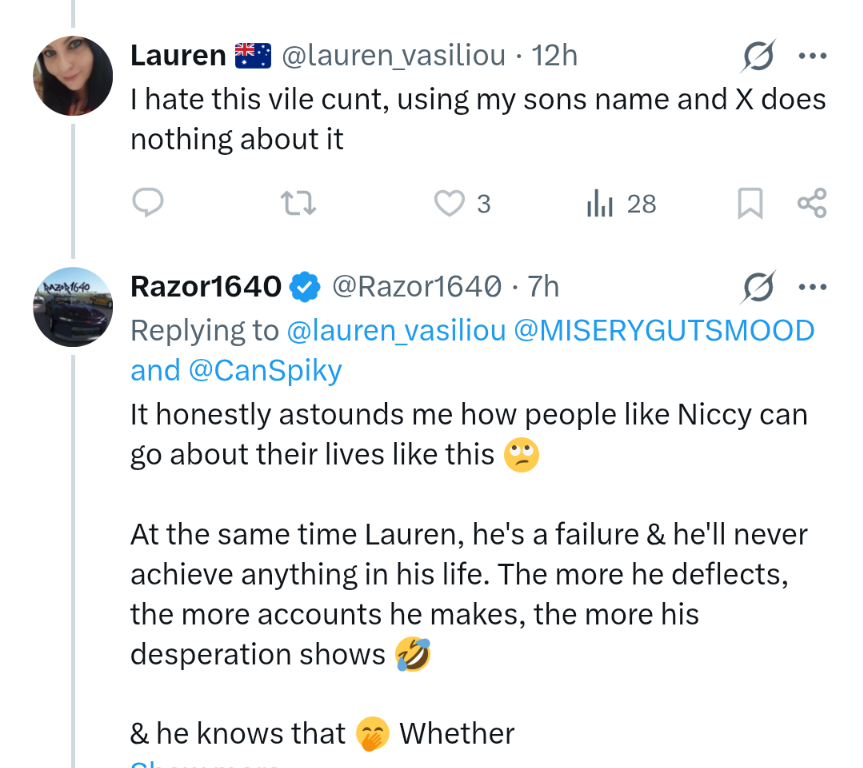 nic_vasiliou's tweet photo. Oh how the feeling is mutual, you cross-breeding gutter trash bag of absolute sht.

Hehehehe https://t.co/VQ6EFJ7iT0