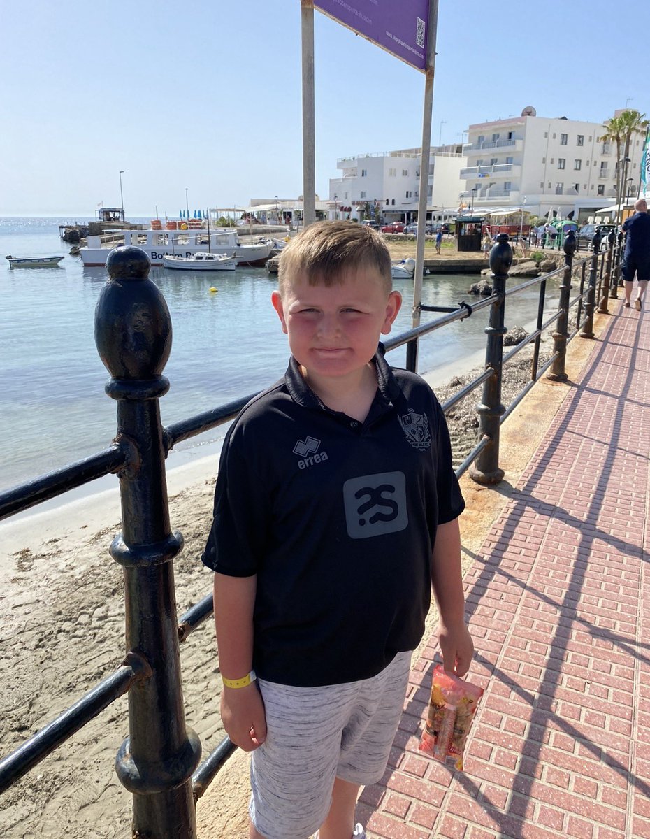 Emily92ELS's tweet photo. @OfficialPVFC Luka still hasn’t forgive me for not been able to alter flights back from Ibiza but managed to catch the last 50minutes as we landed, but he was well impressed when Reece James shouted Up The Vale to him in the airport 🤍🖤 https://t.co/vrnewarJ7Y