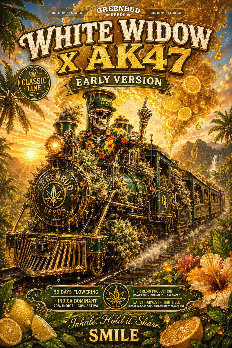 GreenbudSeeds's tweet photo. WW × AK47 E.V. from the #GreenbudSeeds Classic Line. 🚂✨

Fast flowering, heavy resin and old-school power from two legendary classics. Early harvest speed without losing flavour or punch.

Full steam ahead into the early harvest season.

#CannabisCommunity #weedlovers https://t.co/u0duTch7nA