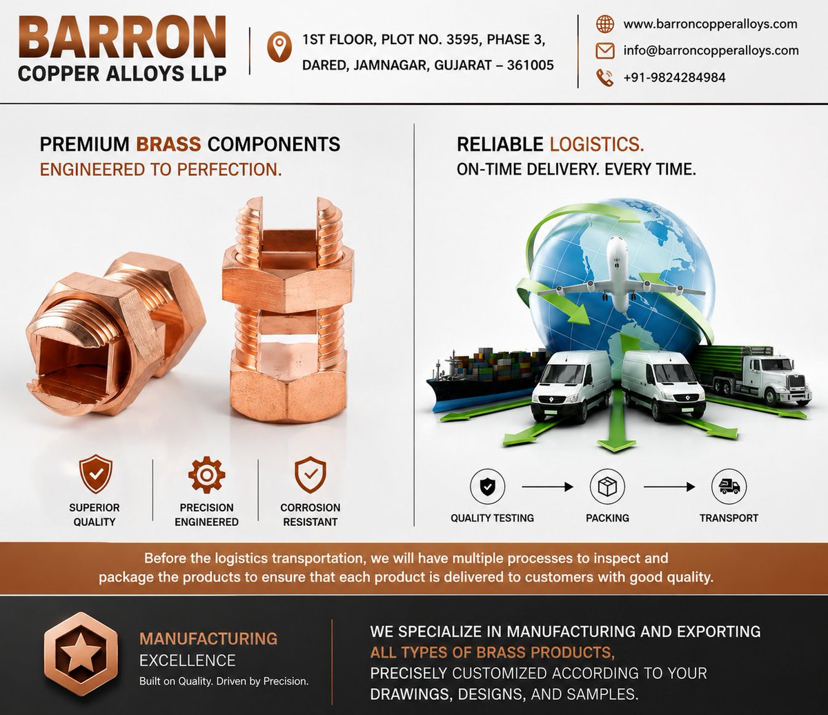 barroncopperllp's tweet photo. To order now,
contact me. 9375084984 | 9824284984 Info@barroncopperalloys.com
https://t.co/Ocyfoszjto #barroncopperalloys #earthingparts #grounding #earthingaccessories #manufacturers #earthingsystemmaterials #exporters #india #CopperEarthCoupling #earthingrod #earthingparts https://t.co/u9NjXIRM3b