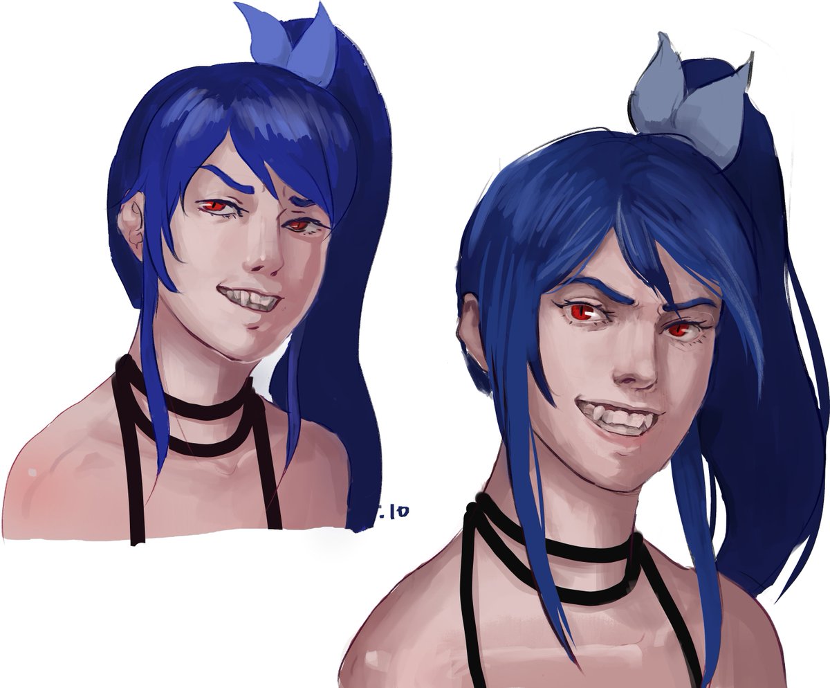 NooNulls's tweet photo. I went back to square 1 studying faces again because I was dissatisfied with my current drawings. 
after pages and pages of Loomis ,riley, Asaro, turns out the solution for me was to draw human heads like how I draw animal heads :v

I redrew some of them.

#digitalart #kubera https://t.co/pXf1xAIjCw