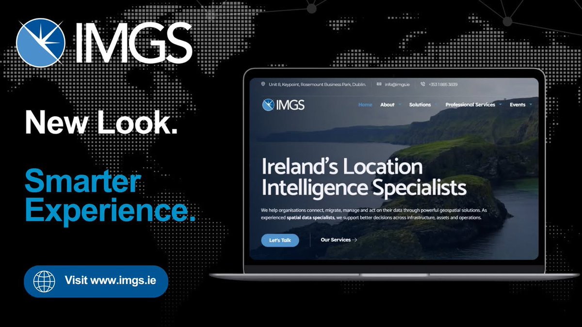 IMGS_Ireland's tweet photo. Explore the new IMGS website.

Discover how IMGS helps organisations connect, migrate, manage and act on their data through powerful geospatial solutions and spatial data expertise.

🌐 https://t.co/cLpLxx5nKN

#GIS #Geospatial #FME #SpatialData @Safe Software   @HexagonSIG https://t.co/qXKfSL0mwG