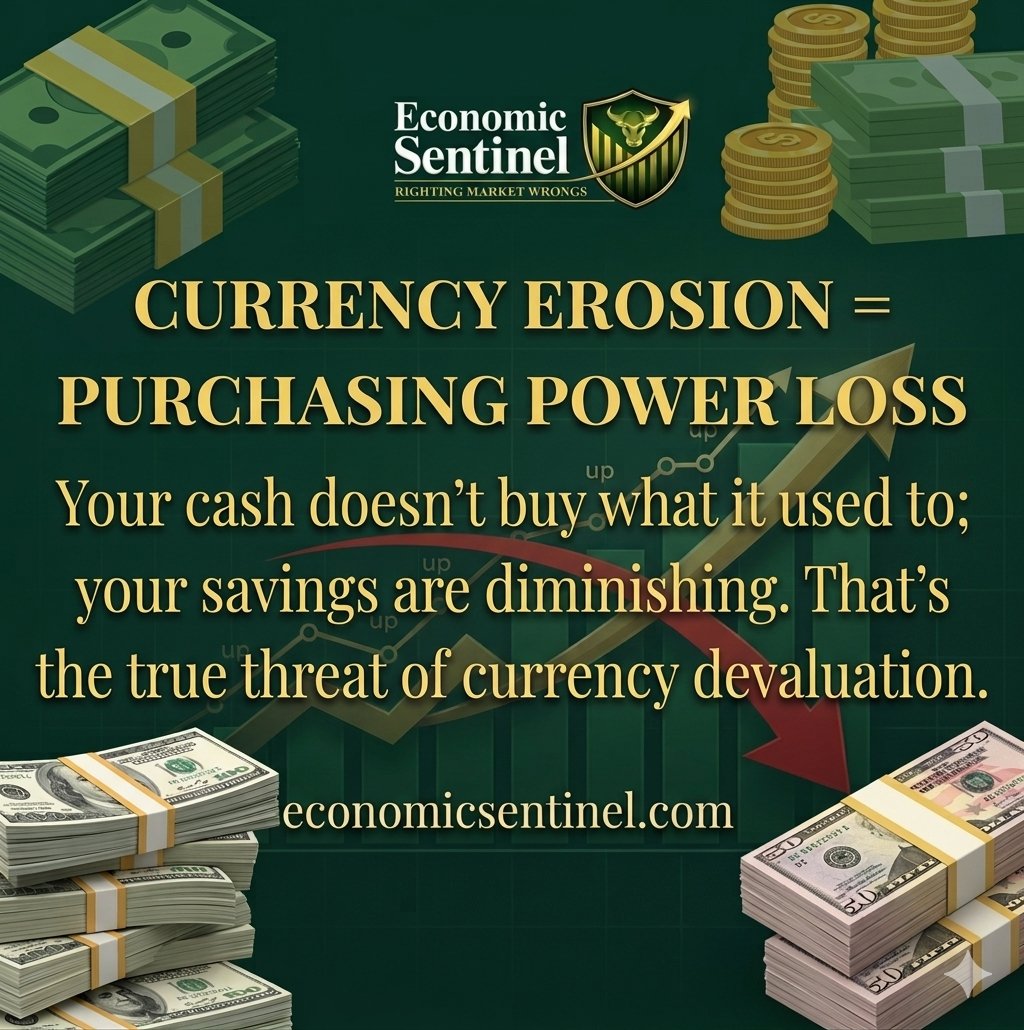 EconSentArbiter's tweet photo. Think a dollar is always worth a dollar? Think again. 💸 Currency devaluation means your cash buys less today than it did yesterday. Don't let your savings fade away.

#EconomicSentinel #CurrencyDevaluation #Inflation #PurchasingPower #FinanceTips #WealthProtection #MarketTrends https://t.co/qnBlKJ8q77