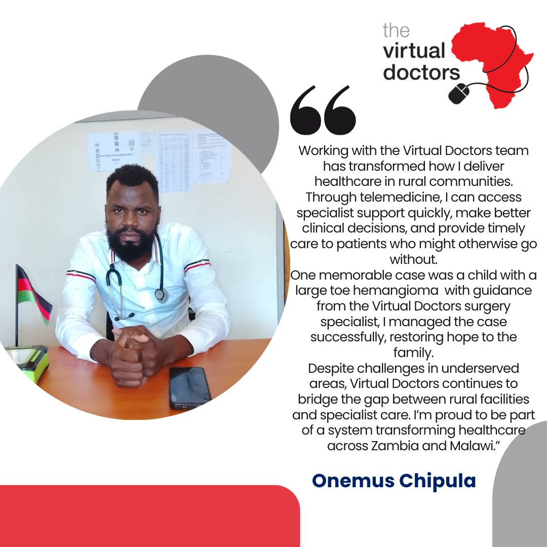 VirtualDocProj's tweet photo. Meet Mr Onesmus Chipula a Clinical Associate General Surgeon from Ndirande  Health Centre in Blantyre.

When asked about his experience, this is what he had to say: https://t.co/cGkdTRrMoZ
