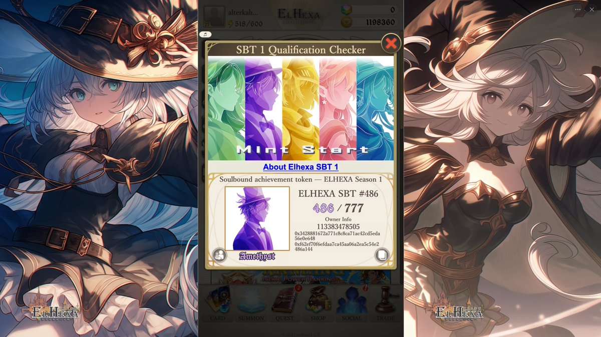 alterkahn's tweet photo. 🏁 Finally I became a proud owner of @el_hexa_io miniapp Season 1 SBT. That was a three excited days of non-stop journey through the app's quests, battles and constant summoning and leveling up my set of cards. 

Thanks to this I became more familiar to this beautiful and engaging game that pulled me into its own world of adventures and winnings. 

Huge shot out to the game devs and, of course to my favourite @soneium super app: @StartaleApp 🫶

Looking forward to see what's next!

P.S. You still have a chance to get it too, go to: https://t.co/jEIq0HWOVj, find El Hexa there and start your journey, good luck fam! 🎮
