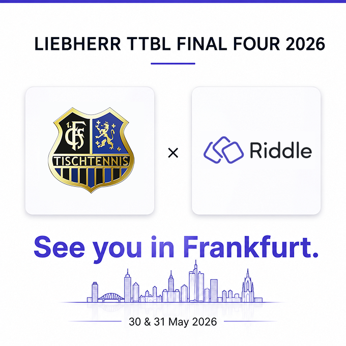 riddleApp's tweet photo. Proud to support 1. FC Saarbrücken TT as they head into the Liebherr TTBL Final Four this weekend in Frankfurt. We'll be there. Stay tuned for more. 🏓

#SaarbrückenTT #Tischtennis #Frankfurt #TTBLFinalFour #TableTennis https://t.co/saMGWYvQ5X