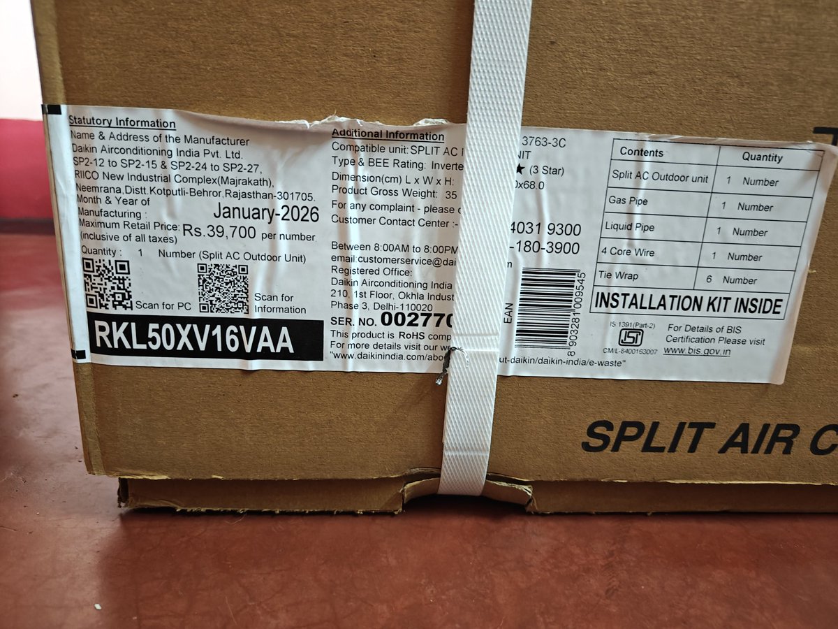 AtanuGoswami20's tweet photo. @amazonIN @DaikinIndia which is why I am now compelled to contact you directly for clarification.
I have attached the relevant documents/images below for your reference.
Kindly verify and let me know the correct details of the product delivered to me. @amazonIN
@DaikinIndia https://t.co/AglJCBEMJj