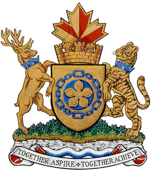 Greeningdon's tweet photo. @timothyferres The coat of arms of the City of Hamilton in Canada takes elements from Clan Hamilton. https://t.co/z7eAEHNhqe https://t.co/vbPt6SM2oP