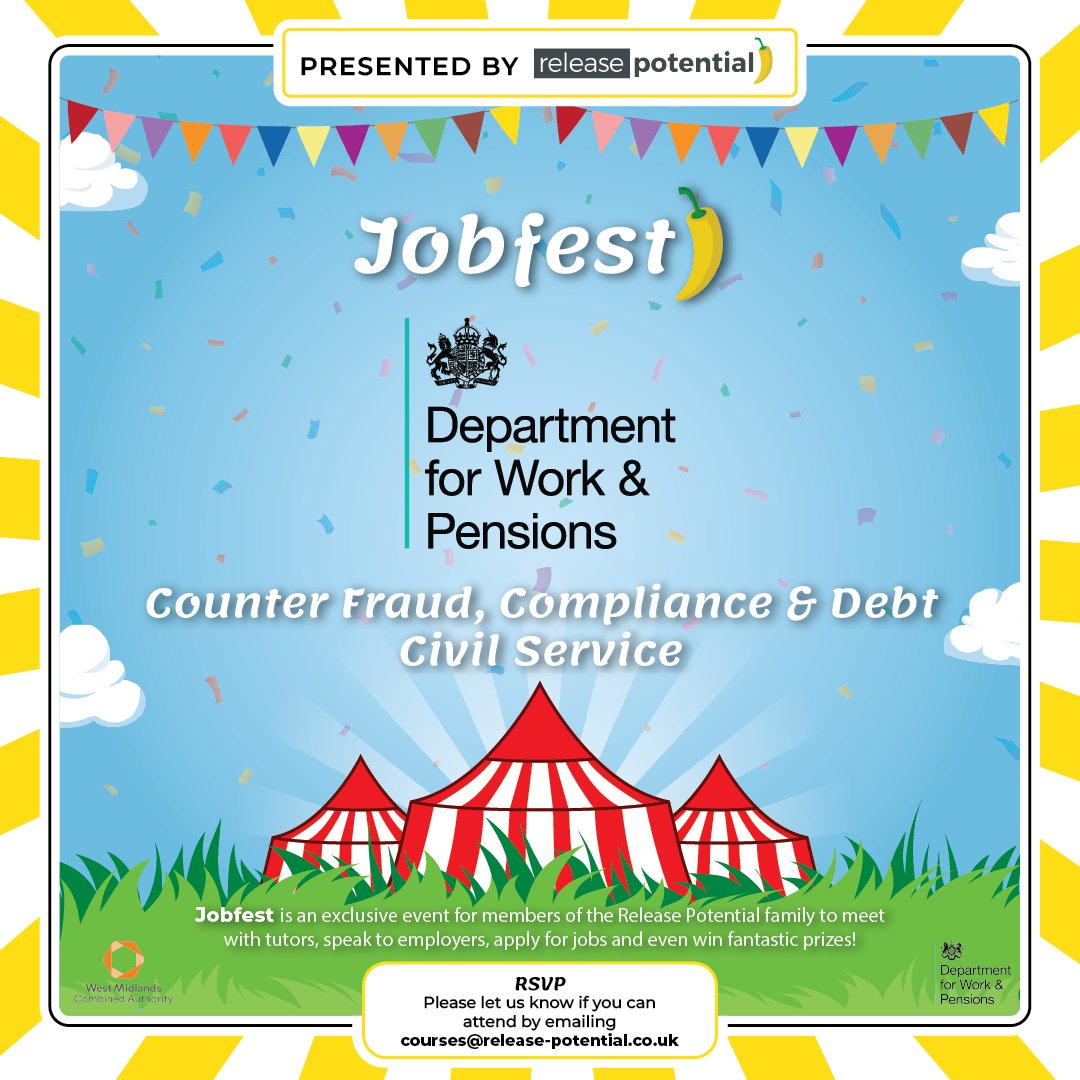 R_Potential's tweet photo. 🚨 Employer Announcement 🚨

Counter Fraud, Compliance &amp; Debt – Civil Service will be joining us at #Jobfest2026!

Find out about rewarding public sector careers and opportunities to make a real difference.

📍 Molineux Stadium, June 3rd

@DWPgovuk
#Jobfest #CivilService #Careers https://t.co/FcebPYPee0