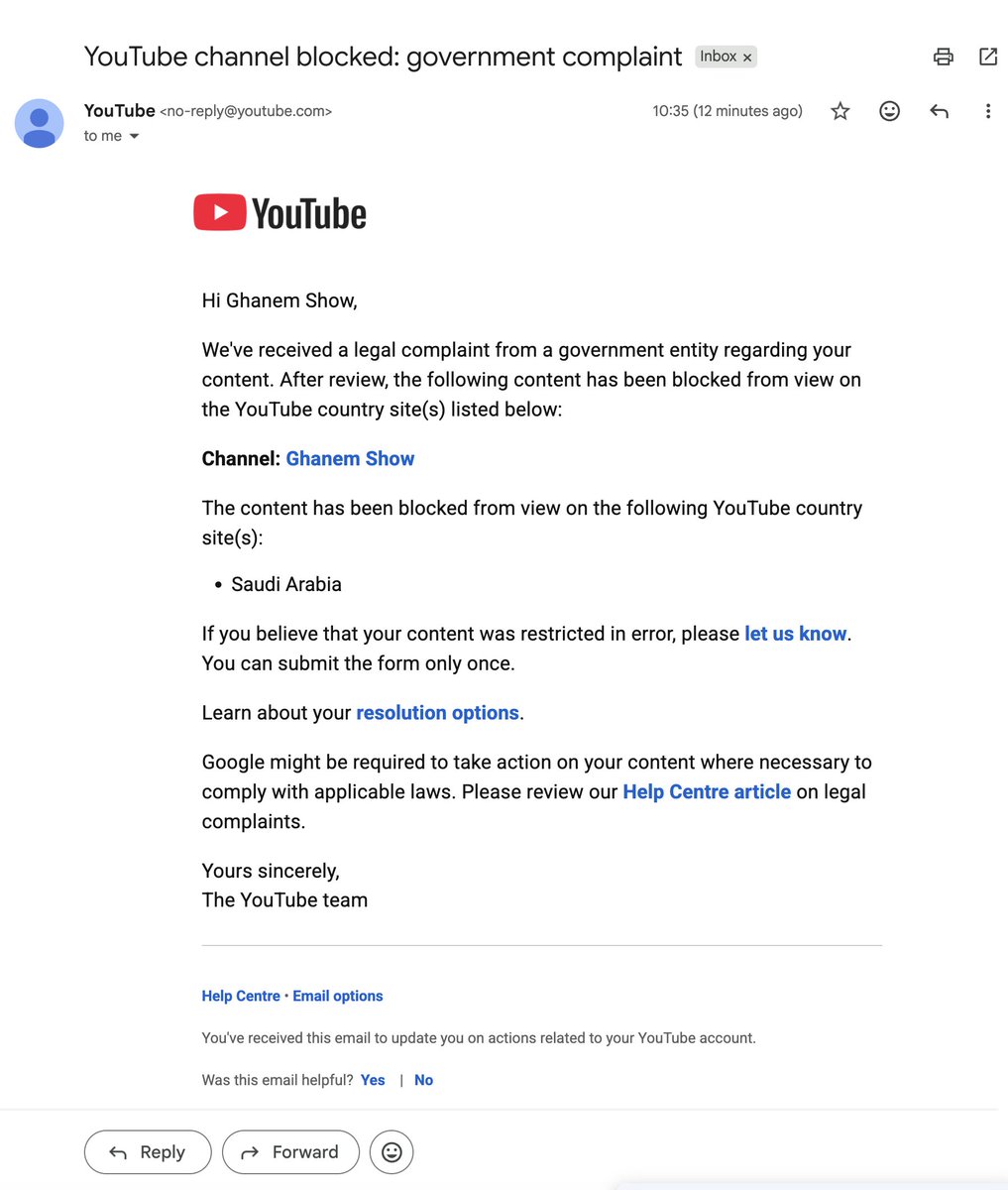 GhanemAlmasarir's tweet photo. Iran: launches attacks on Saudi Arabia.

Saudi Arabia response: blocks "Ghanem Show" on YouTube 😂

At this rate, if Iran invades Saudi, they'll probably ban my Spotify playlist too.

Apparently satire is considered a bigger security threat than missiles.

Who says Saudi Arabia doesn't believe in free speech?
They absolutely do… as long as it stays silent
