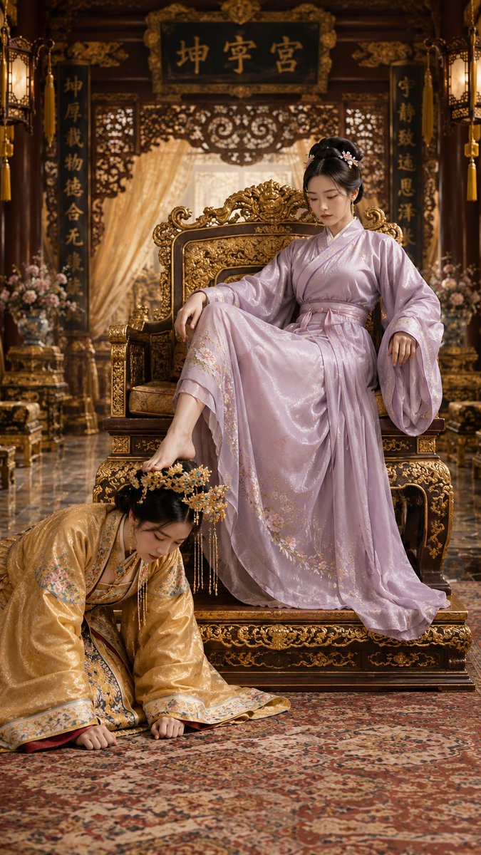 fetishFemdom2's tweet photo. 在金碧辉煌的皇宫深处，尊贵无比的皇后娘娘褪去凤冠霞帔，跪伏在冰冷的大理石地面上。她曾是万人之上、母仪天下的至高存在，如今却心甘情愿地将自己“白给”给了最卑微的贴身宫女。
她越是高贵，就越享受这份彻底的堕落。
#女女 #羞辱 #白给 #败北 https://t.co/jIdXknf26J