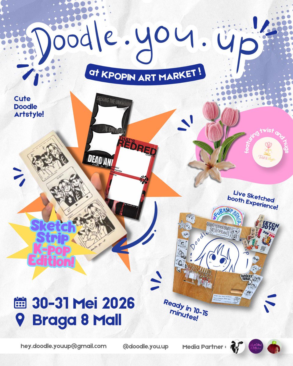 silveoqueen's tweet photo. 📸💌 DOODLE YOU UP at Kpopin Art Market!

“Date” bareng idol kalian lewat limited hand-drawn photobooth frame yang digambar langsung on the spot ✨

📍 Booth A7-B7 — Braga8
📅 30–31 Mei 2026

💖 Extra discount — isi form &amp; tunjukkan ke artist di booth!
[link down below] https://t.co/GbdwaZfbD1