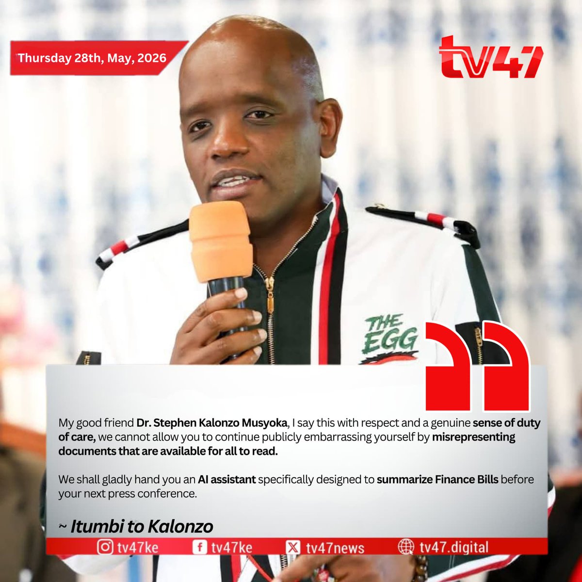 AtticRealtors's tweet photo. Mr Dennis Itumbi didn’t stutter—Finance Bills are open books, not props for clumsy politics.
Itumbi To Kalonzo
#ReadTheBill https://t.co/ls3U0RILuv