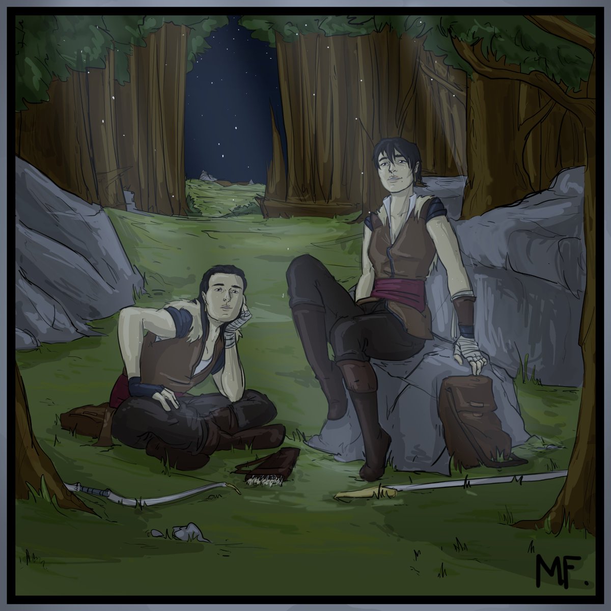 TCKirkos's tweet photo. Ruen and Jun, siblings Ranger Gloomstalker and Druid of the Stars, chilling by the moonlight

#art #illustration #lineart #dnd #dndoc #dndart #digitalart #ttrpg  #oc #ocart #ranger #druid #circleofthestars https://t.co/wU4k1T0RCC