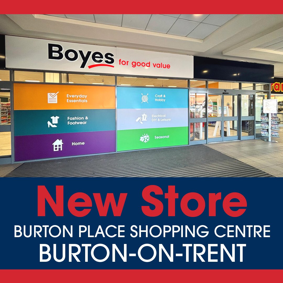 BoyesStores's tweet photo. Our new store in Burton Place Shopping Centre - Burton-on-Trent opens tomorrow at 9am!
We look forward to welcoming you in-store with some great offers &amp; savings 🛍

#boyes #boyesstores #burtonontrent #newstore #new https://t.co/5k7kAag7rD