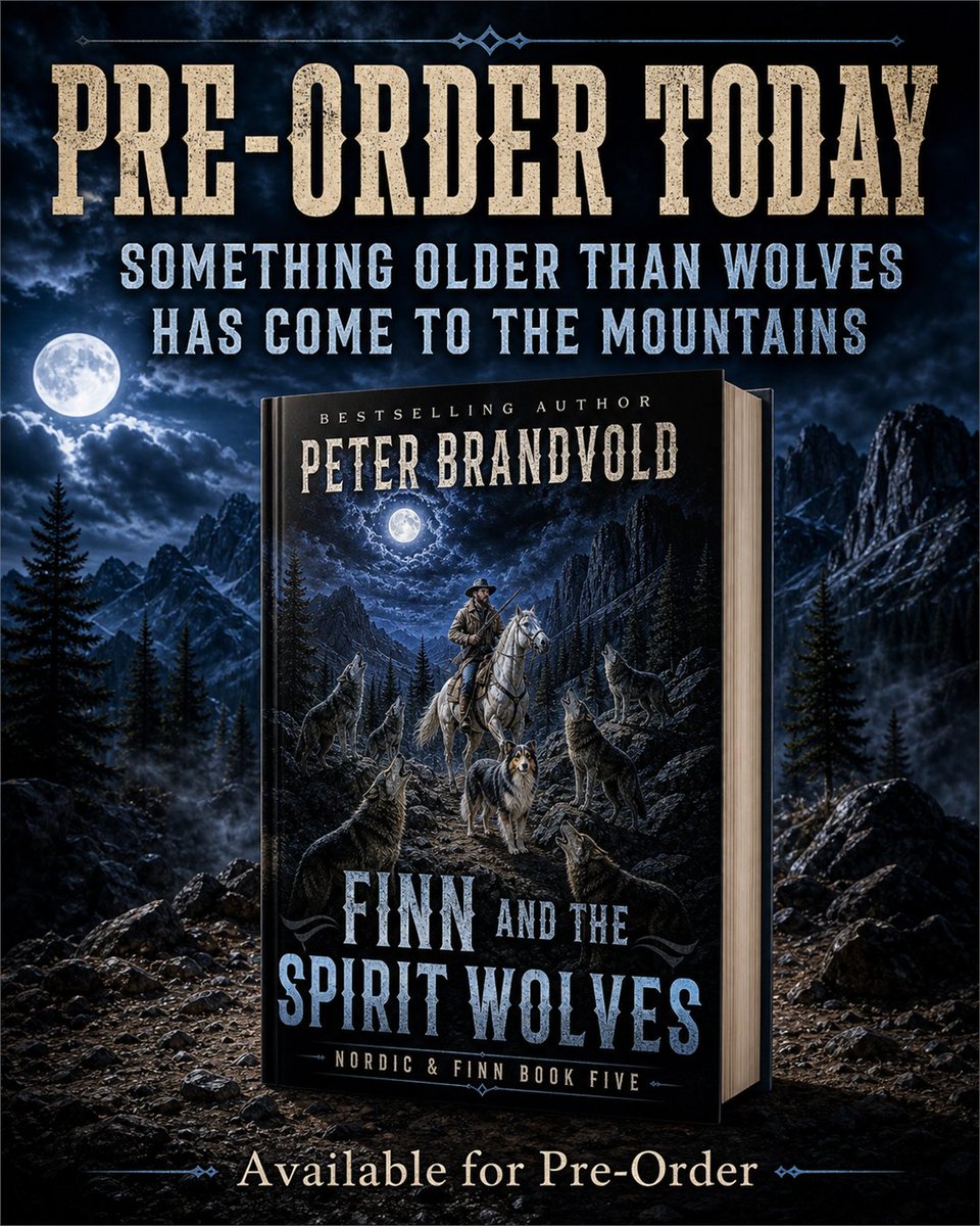 wolfpackpub's tweet photo. PRE-ORDER NOW!

One man. One dog. And something older than wolves hunting in the dark.

Pre-order your copy of FINN AND THE SPIRIT WOLVES by Peter Brandvold today on Amazon: https://t.co/zjAdhrUcb7

#peterbrandvold #nordicandfinn https://t.co/il56I4AZS3