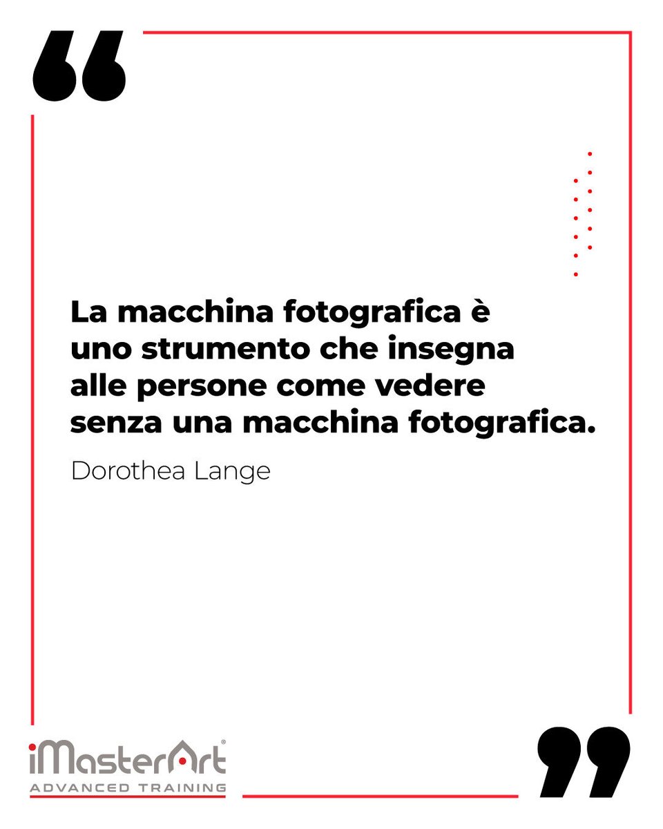 iMasterArt's tweet photo. La grande fotografa 𝗗𝗼𝗿𝗼𝘁𝗵𝗲𝗮 𝗟𝗮𝗻𝗴𝗲 non fa solo una riflessione sulla tecnica fotografica, ma delinea un vero e proprio manifesto sulla consapevolezza visiva. 𝗚𝘂𝗮𝗿𝗱𝗮𝗿𝗲 è un atto passivo e fisiologico. 𝗩𝗲𝗱𝗲𝗿𝗲 è un atto intellettuale ed emotivo.

#Quotes https://t.co/AcmopPYexk
