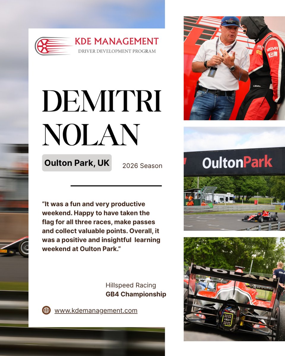 kdemanagement's tweet photo. Another positive weekend in the UK for KDE driver Demitri Nolan @hillspeedracing @NicJonssonRacer #vinia https://t.co/U7KuHfJRUD