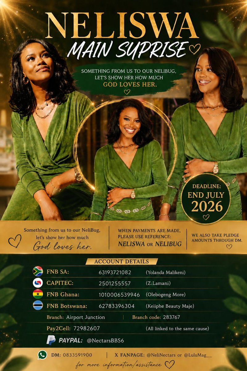michelleblakie's tweet photo. Project Neliswa 2.0🔥🔥🔥🔥
Any amount will be appreciated,Let’s create the Magic together guys.🔥🔥🔥🔥

NELISWA OUR PRIORITY 
PROJECT CONTRIBUTION FOR NELISWA
#NeliswaNgada https://t.co/hMzATS1TOO