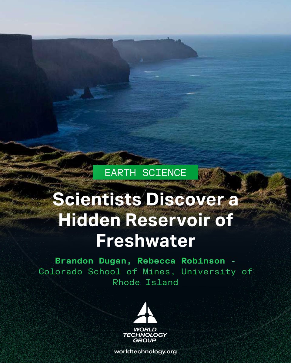 WTechGroup's tweet photo. Fresh water is hiding beneath the Atlantic.

Scientists led by Brandon Dugan &amp; Rebecca Robinson discovered a massive freshwater reservoir deep beneath the seafloor off the U.S. East Coast.

🔗 https://t.co/j3GBKUFnVh

#CelebrateHumanIngenuity https://t.co/1k0tkxoPzt