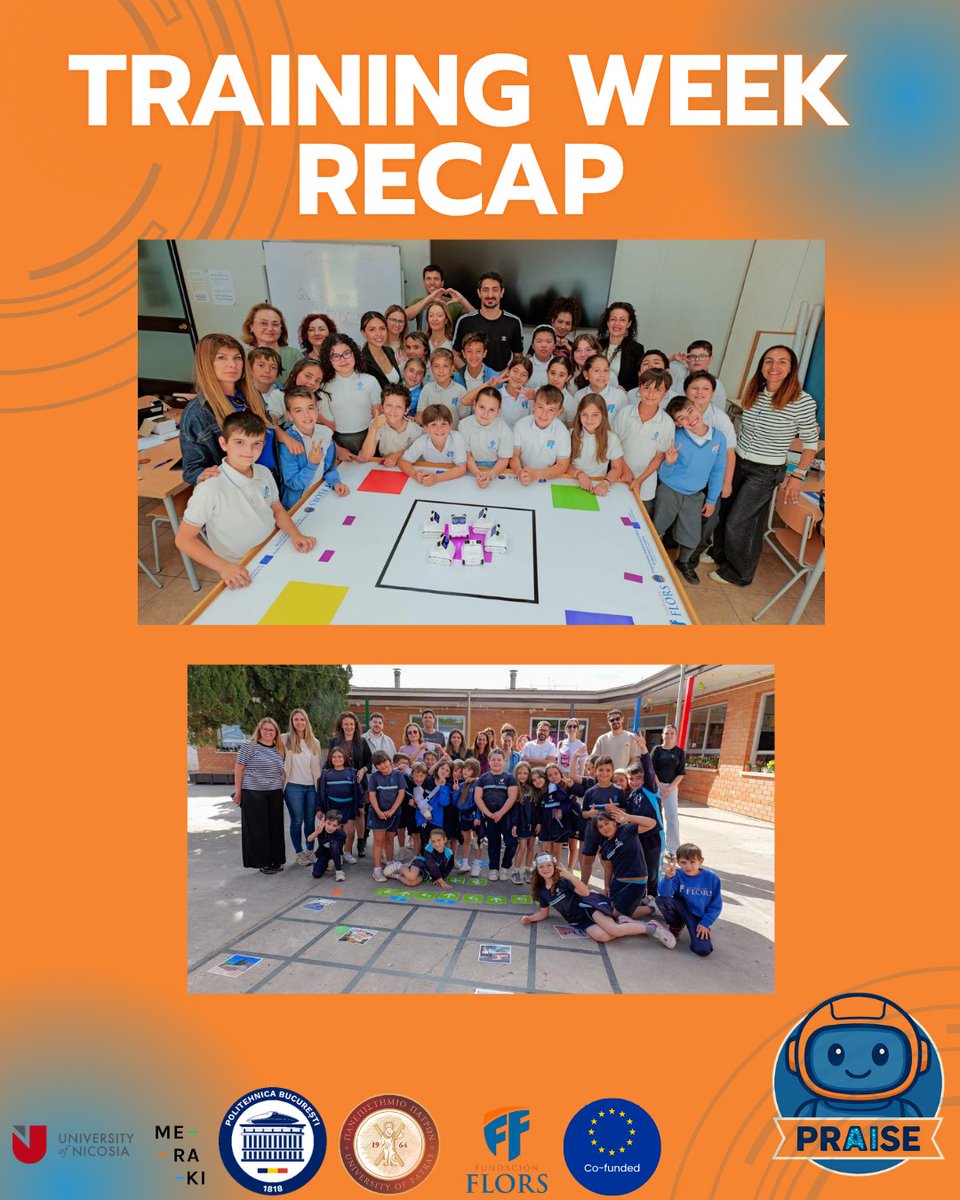MerakiProjectes's tweet photo. 4 inspiring days hosted by @Fund_Flors  🇪🇸 with partners from 🇨🇾 🇬🇷 🇷🇴! 🚀 We learned how to integrate coding, AI &amp; robotics from preschool to primary. From Bee-Bots to LEGO SPIKE, the future of #STEM is here! Thank you, Flors! 🙌 @UNIC_ENG  @SQLab_UPatras   #erasmus #europe #ka2 https://t.co/hKW3pHEcoe