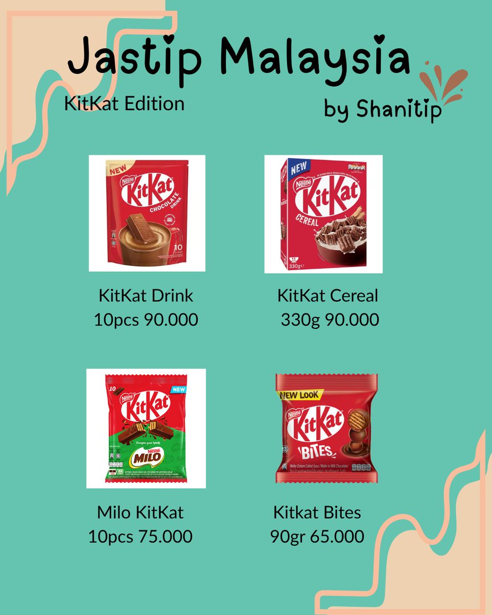 pacemakerstay's tweet photo. 🇲🇾OPEN JASTIP MALAYSIA ETA 22 JUNI✈️
Bisa kirim via Shopee &amp; DP 50%!
Slot terbatas untuk:
🍫 Milo &amp; KitKat MY
☕️ Teh Boh
🍬 Cokelat Beryl’s
🎒 Smiggle &amp; Owala
Yuk amankan slotmu sekarang, langsung DM!📩
#JastipMalaysia #OpenJastip #zonauang #jastip https://t.co/Mj6DmMK5Nj