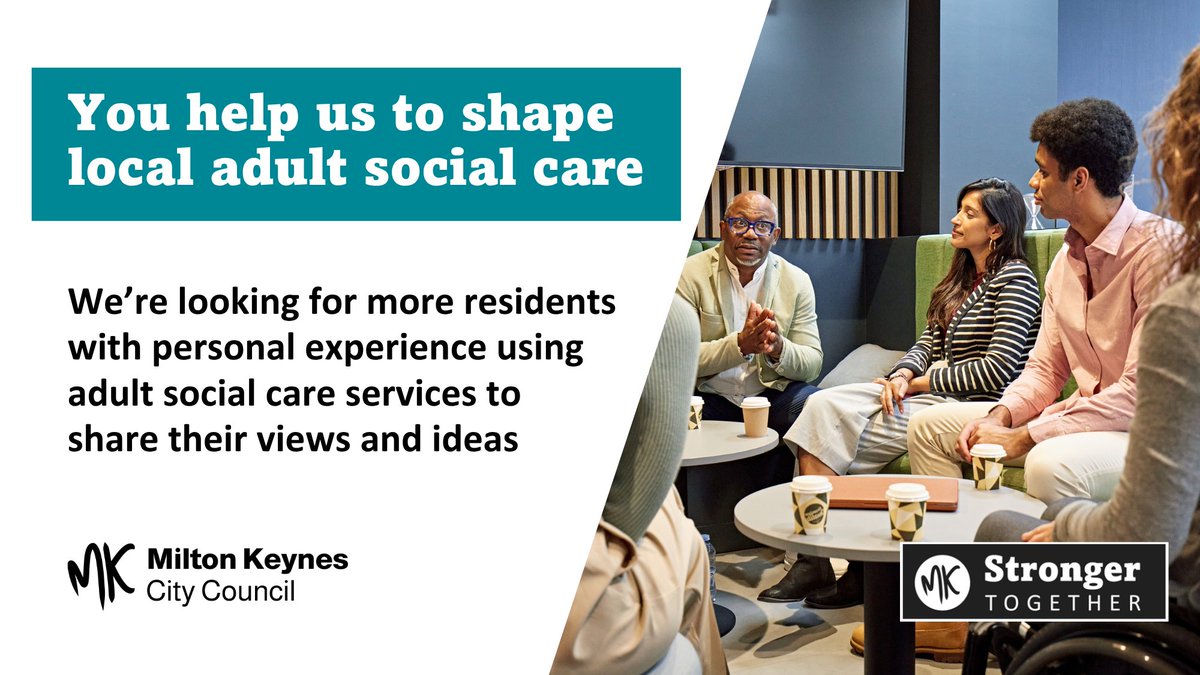 mkcouncil's tweet photo. If you've received adult social care or are an unpaid carer in Milton Keynes, you can join our Co-Production Board. It's one of the ways we work with residents to strengthen our services. Find out more: https://t.co/vrBylqShvh https://t.co/FnIEoE45Z0
