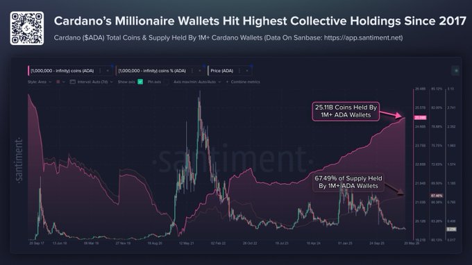 MinswapIntern's tweet photo. NEWS

WHALES HOLD 25.11B ADA, HIGHEST SINCE 2017 😱😱😱

Wallets holding at least 1 million $ADA now control over 25.11 billion $ADA, marking the highest level of whale accumulation since December 2017 according to @SantimentData https://t.co/K8rgiEb1DU