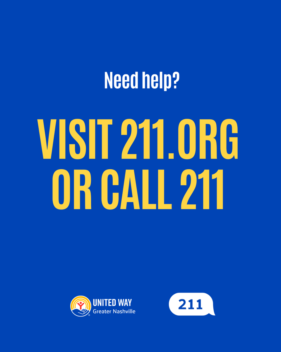 UWNashville's tweet photo. When life feels overwhelming, finding help shouldn’t be.

You can call 211 for help with immediate needs like food and utilities while also learning more about no-cost career training opportunities that can help you build a more stable future. 💙 https://t.co/DjZhhA1Gnk