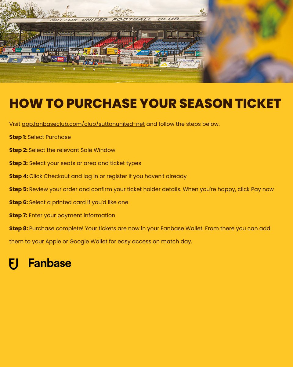 suttonunited's tweet photo. ℹ️ Season Tickets for 2026/27 are now on General Sale