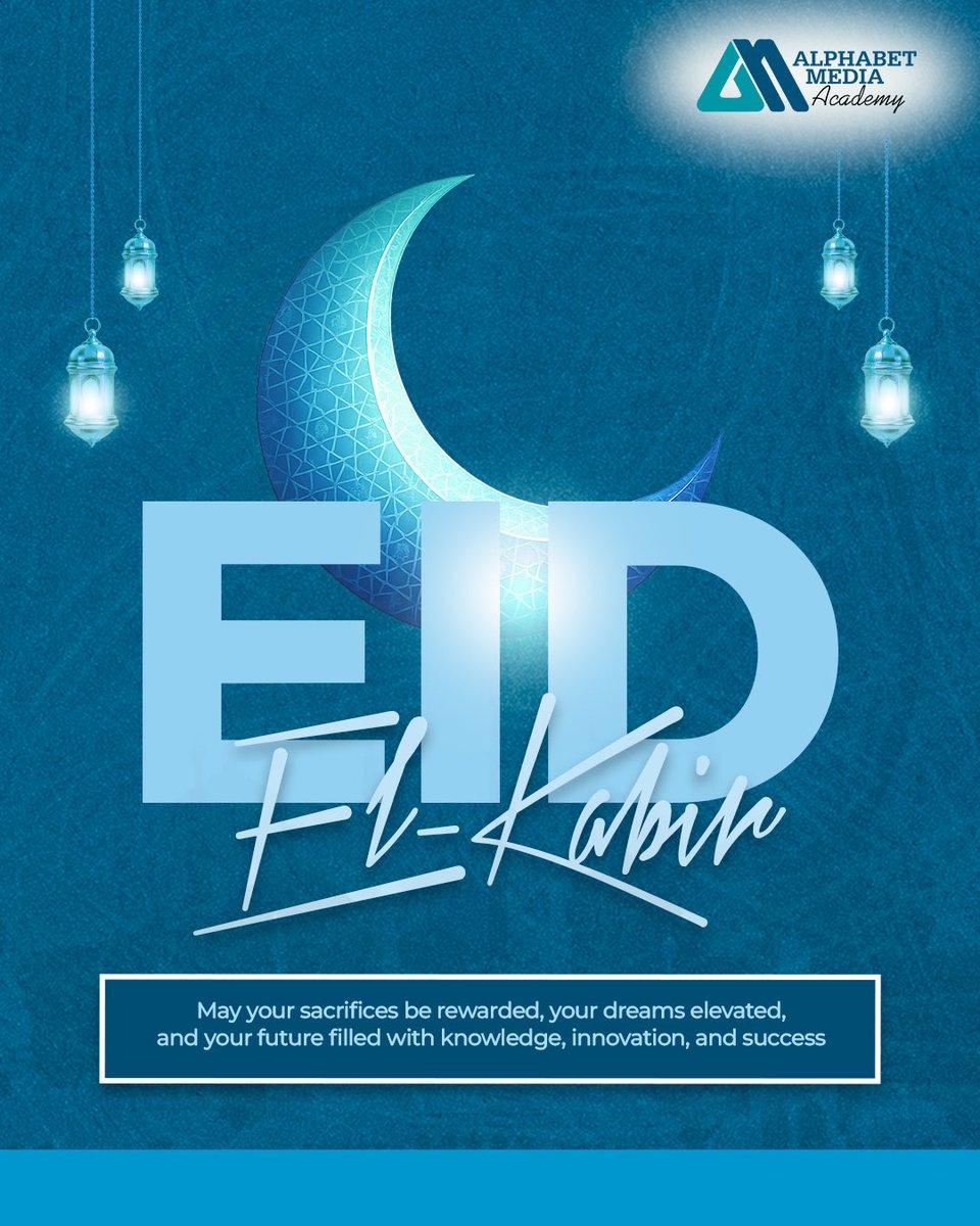 AMediaAcademy's tweet photo. This Eid al-Adha, may every sacrifice open doors to greater heights.

May your dreams rise higher, your future shine brighter, and your journey be filled with knowledge, innovation, and endless success. 

#AlphabetMediaAcademy #AdReview #AMA #AlphabetMediaAcademy #PGCMM PGDMM https://t.co/sRvk9ISwVQ