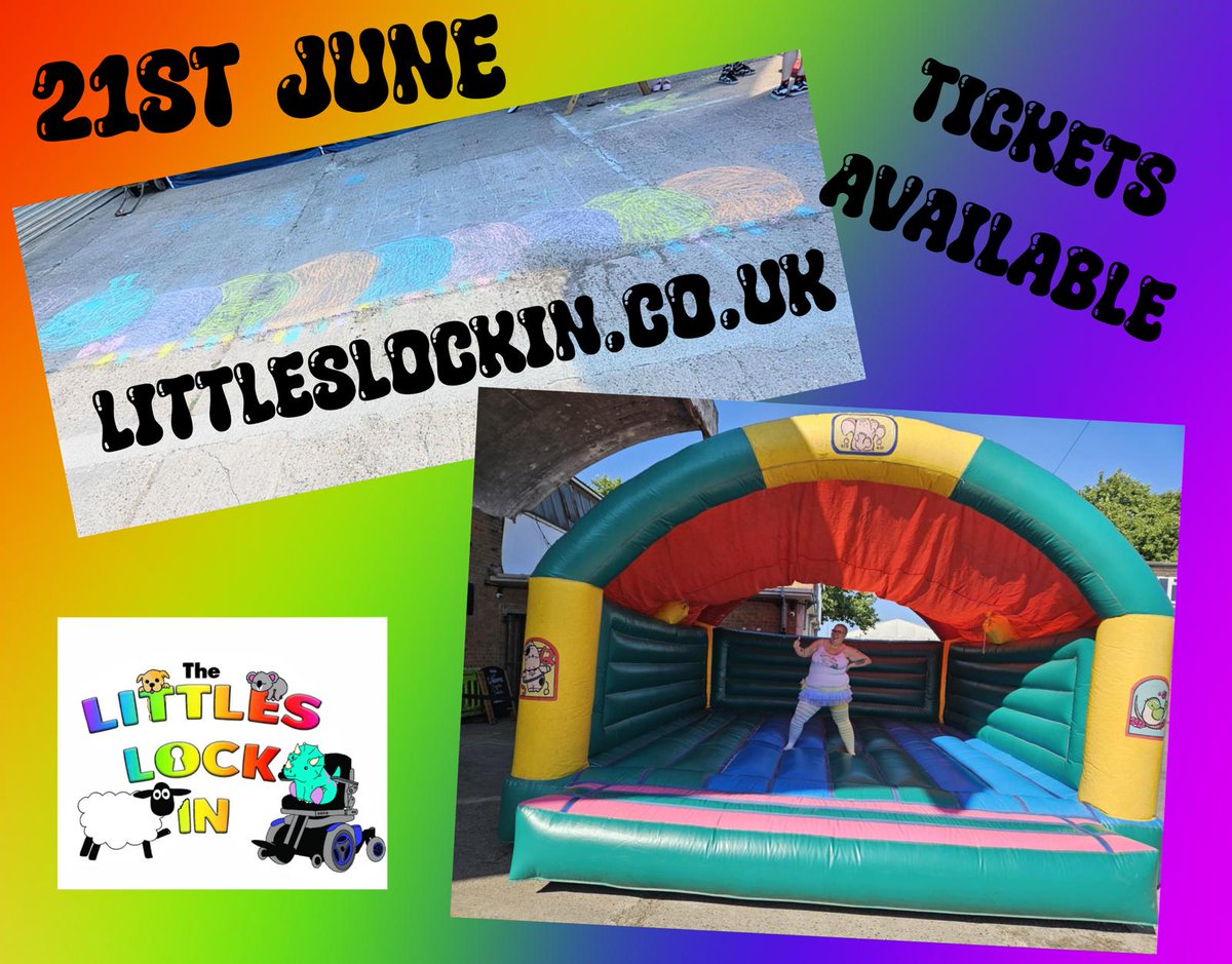 LittlesLockIn's tweet photo. The return of the sunshine means the return of our massive 22ft bouncy castle. Hop along to https://t.co/Te1jF9VbTK and grab your ticket now. https://t.co/CFgyYfTEG1