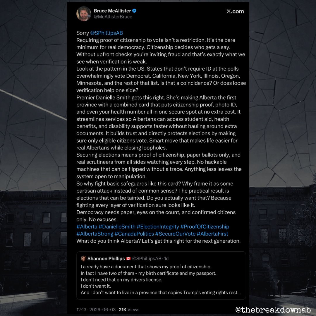 TheBreakdownAB's tweet photo. Wherein Spanky briefly takes his attention away from his boss Danielle Smith's "bigger balls than any of those Laurentian elites" to ignore the fact that restrictive voter ID laws disenfranchise voters...

And then spits up every disproven voter fraud conspiracy theory.

#abpoli https://t.co/lqRqKwD6fR