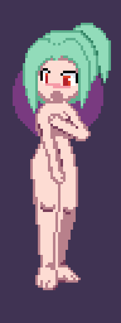 Prinroze's tweet photo. My most NSFW post so far, I've tried referencing the sprites from a PS2 game called Nuga-Cel with a character I just created on the spot. (Sorry if they look weird sizing wise, I did these on very different sized canvases) https://t.co/9RzAH1QvOS