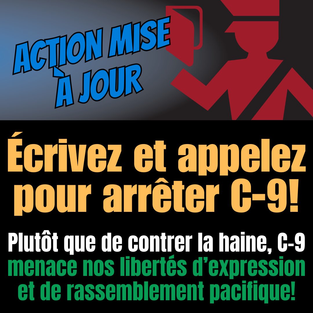 ICLMG's tweet photo. URGENT! C-9 est en 3e lecture au Sénat et des sénateurs déforment complètement les critiques des orgs, expert-es et communautés!
Nous avons mis à jour nos actions. SVP envoyez un (autre) courriel &amp; téléphonez pour contrer C-9!
📬 https://t.co/hnhwdpJtQI
☎️ https://t.co/Bh8CdmSSaP https://t.co/wsDtDAoVPj