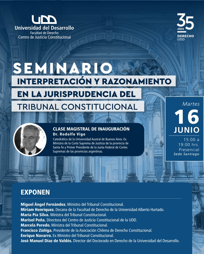 Obslatam's tweet photo. Con fecha 16 de junio se llevará a cabo el Seminario “Interpretación y razonamiento en la jurisprudencia del Tribunal Constitucional”, organizado por la Facultad de Derecho de la Universidad del Desarrollo. https://t.co/R4PLm3Kytp https://t.co/JRLJti8FxZ