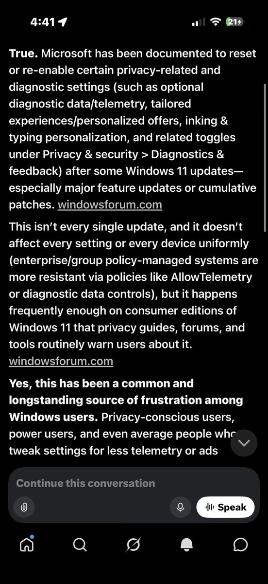 Edubbs2008's tweet photo. @MichaelSwengel @grok @baysorensen @verge Windows forum, and Reddit are the two sources that Grok listed, Mikie https://t.co/Ijt4l9sZzs