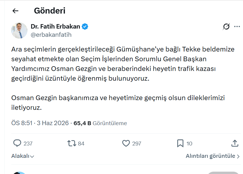 ermitaj's tweet photo. Yeniden Refah Partisi (YRP) Genel Başkan Yardımcısının içinde olduğu araç, Giresun'da kırmızı ışıkta durmayınca kaza yapmış ve üç vatandaşımızı yaralamış.

YRP Genel Başkanı Fatih Erbakan ise yayınladığı mesajda kazaya sebebiyet veren partilisine “geçmiş olsun” dileğinde bulunurken, yaralanan vatandaşları yok saymış.

Bu kibre tepki gösteren bir sosyal medya kullanıcısı ise mezkûr partinin Çankaya Belediye Başkan adayı tarafından hakarete uğramış.

Cenab-ı hak hiçbirimizi nefsimizin esiri yapmasın, kibrimize kurban etmesin.

Nefsinin esiri olanlar ile kibrine kurban olanlara da fırsat vermesin.