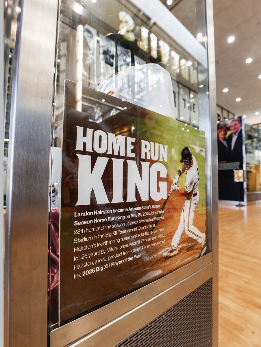 GLundMedia's tweet photo. Landon Hairston’s historic season, along with memorabilia from his record-breaking swing, is now commemorated in the ASU Sports Hall of Fame.

@DevilsDigest https://t.co/mhxfvIfjRc