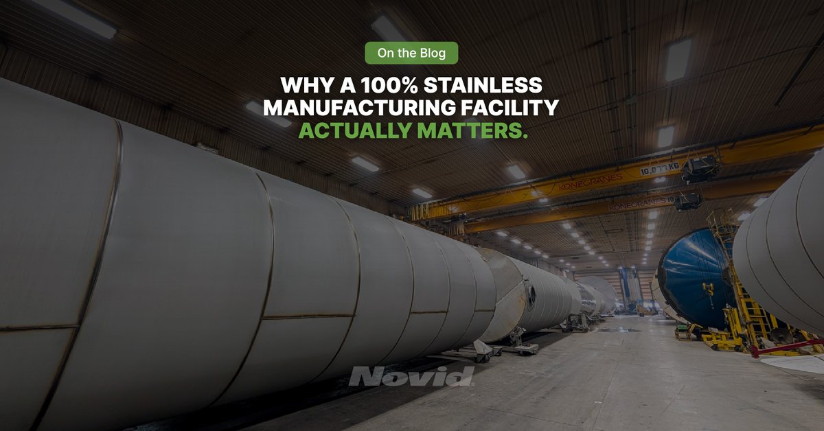Novid_Inc's tweet photo. We're excited to announce the launch of the Novid Blog! We'll be sharing news & updates, product launches, and industry insights, so stay tuned.

Now on the blog: 👉 Why a 100% Stainless Manufacturing Facility Actually Matters https://t.co/bTuVYj8R9F

When it comes to storing your critical agricultural or industrial liquids, where and how your tank is built actually matters. Our 100% stainless steel facility is dedicated exclusively to 304L and 316L stainless storage fabrication, which protects your investment from hidden contamination risks and ensures consistent reliability year after year.

This is stainless storage. Built to ENDURE.