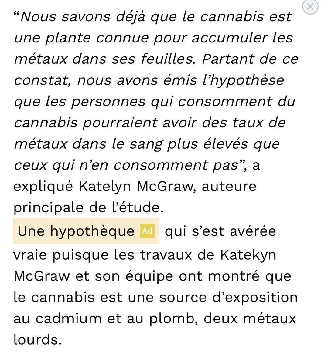 VLautard's tweet photo. Pour ceux qui, d’un côté, veulent limiter l’exposition au cadmium et qui, d’un autre côté, prônent la légalisation du cannabis, voici une info importante👇 https://t.co/YzkHGlioDG