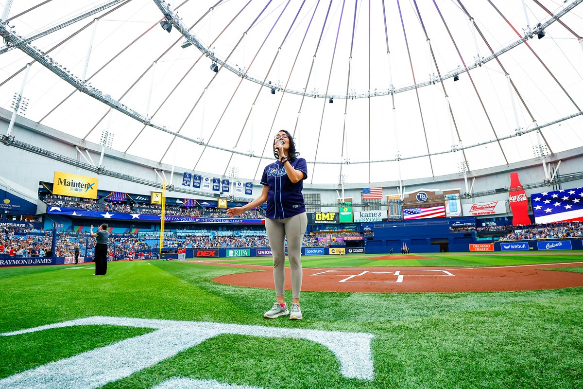 RaysBaseball's tweet photo. Thanks to all of the healthcare heroes who joined us for Healthcare Appreciation Night this past homestand, including anesthesiologist Dr. Jacqueline Biance, who sang the National Anthem, and Dr. Sean Lannon, who threw out the first pitch! https://t.co/rTRDEOd77B