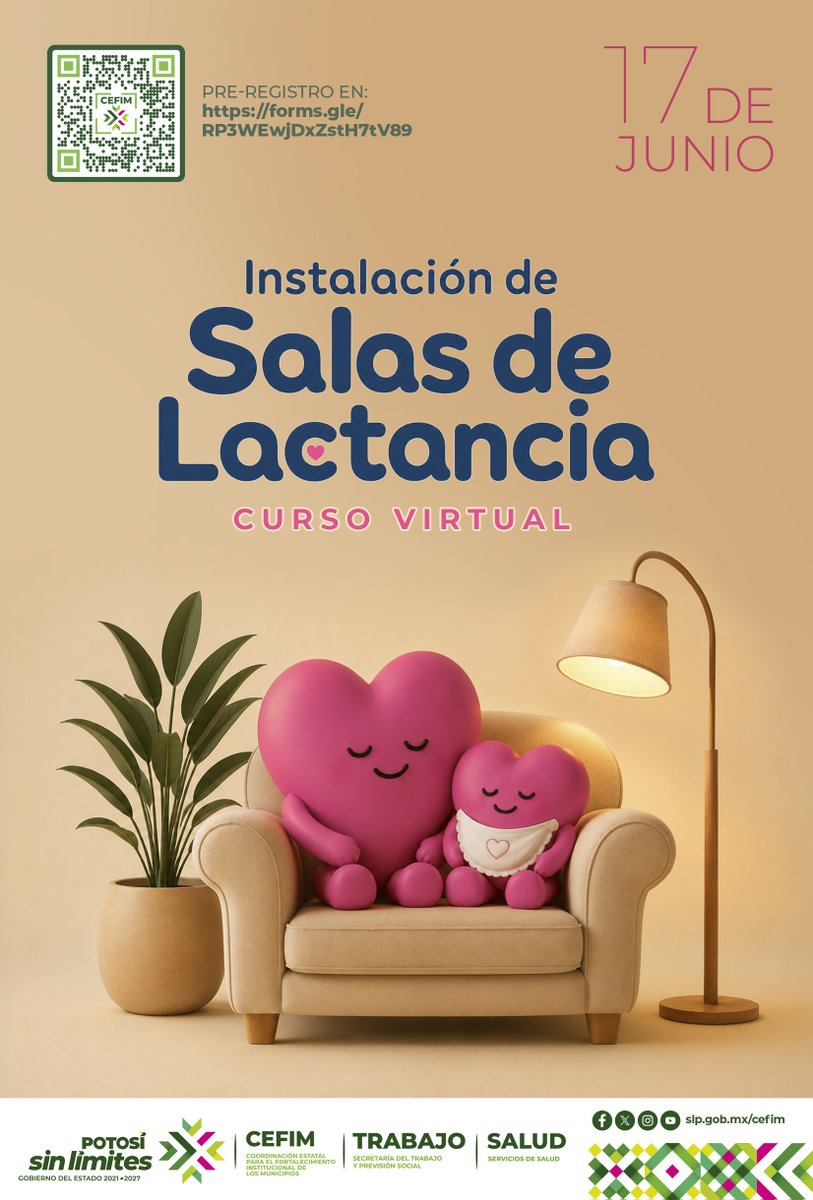 CEFIMSLP's tweet photo. 🤱🩷 Curso Virtual Salas de Lactancia 🩷🤱 imparte la @STPSSLP 

📅 Fecha: Miércoles 17 de junio
💻 Modalidad: Virtual
🕒 Iniciamos a las 9:30 am.

📝 Registro:
🔗 https://t.co/PrrlJfqc40

#lactanciamaterna #PotosíSinLímites #ElCambioQueSeVive #RicardoGallardo #SLP https://t.co/IHCFEIFXRi